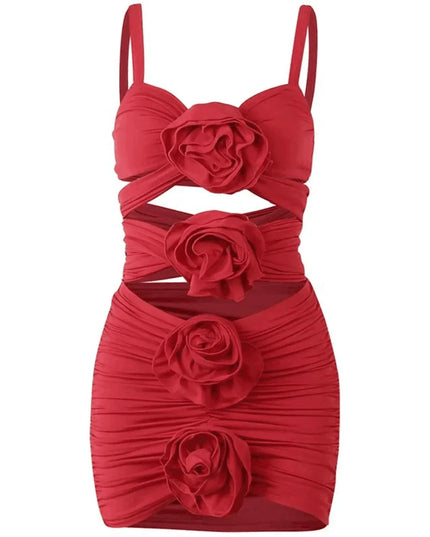 Hot Girl Cutout Embellished Ruched Mini Dress