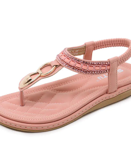 Women's Ethnic Style Rhinestone Flat Beach Sandals