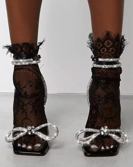Icon Black Bowknot Pyramid Heels