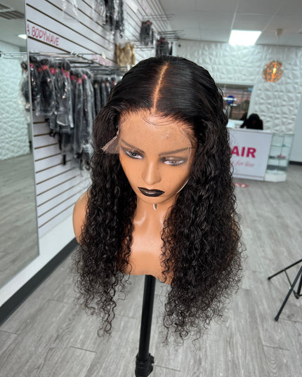Curly Lace Front Wig by Pretty Melanin Boutique: Stylish, Black Wavy Hair Wig on Mannequin for sale