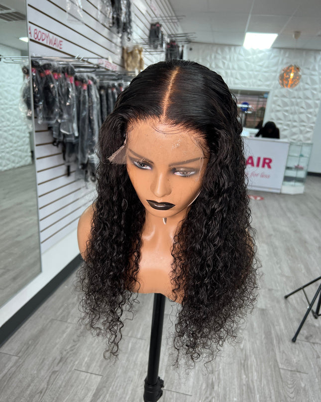 Curly Lace Front Wig by Pretty Melanin Boutique: Stylish, Black Wavy Hair Wig on Mannequin for sale