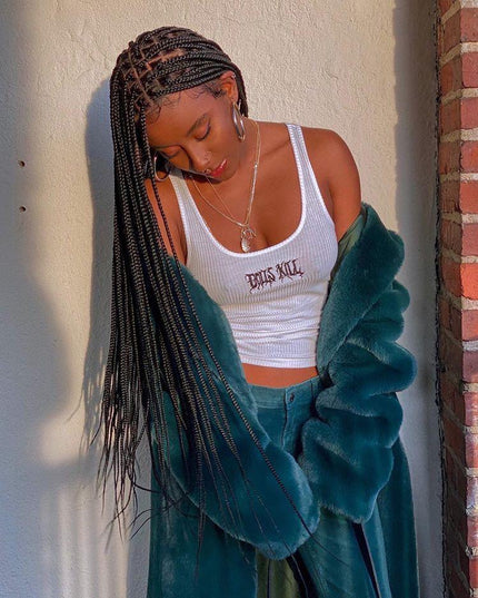 Solange Knotless Braid Wig Swiss Full Lace Glueless Color 1B
