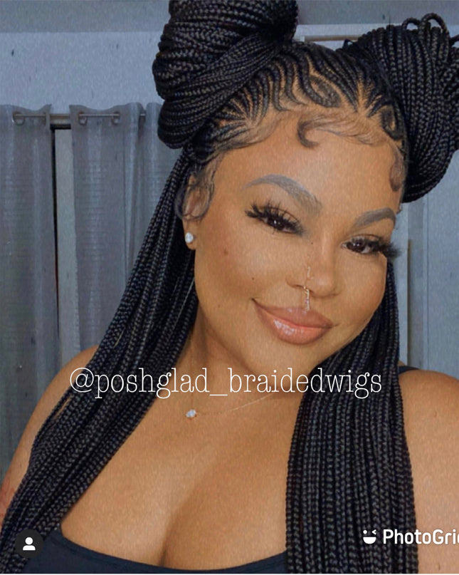 Cornrow Braids Lace Front Wig 13 By 4 Hand Braided Ready To Ship