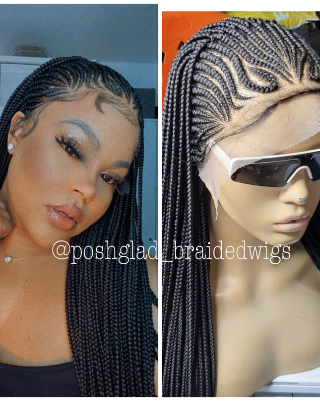 Cornrow Braids Lace Front Wig 13 By 4 Hand Braided Ready To Ship
