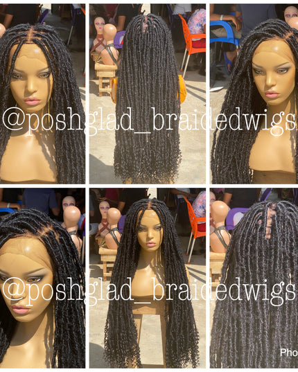 Maggie Destress Faux Locs Wig Glueless Full Lace 100 Percent Human Hair