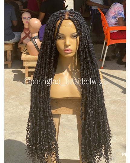 Maggie Destress Faux Locs Wig Glueless Full Lace 100 Percent Human Hair