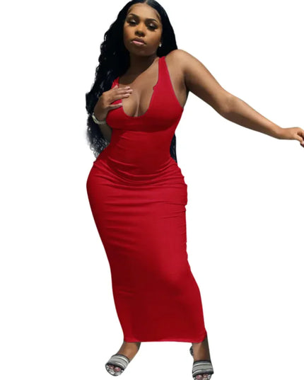 Deep V-Neck Camisole Maxi Dress