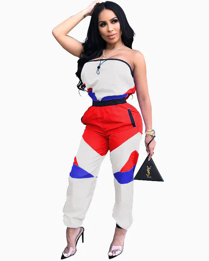 Color Block Sexy Strapless Jumpsuit for Women