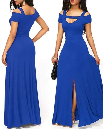Plus Size V-Neck Off-Shoulder Maxi Dress