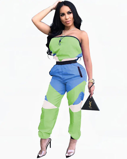 Color Block Sexy Strapless Jumpsuit for Women