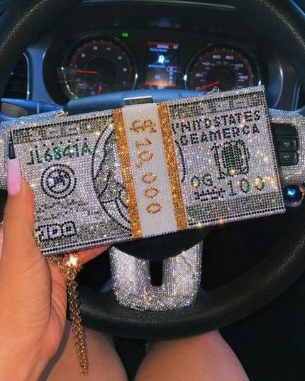 Money On My Mind Rhinestone Sparkle Clutch
