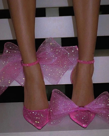Party Doll Hot Pink Oversized Bows Heels