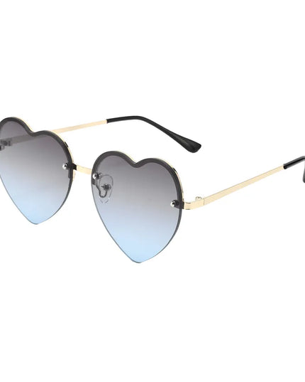 Heart-Shaped Half-Rim Metal Sunglasses