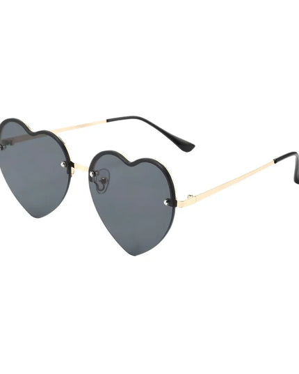 Heart-Shaped Half-Rim Metal Sunglasses