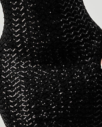 LUX SEQUINS HALTER OPEN BACK SLEEVELESS BODYCON MINI DRESS