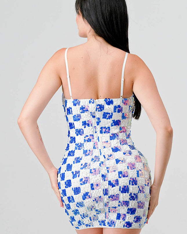 LUXE CHECK PATTERN SEQUINS
