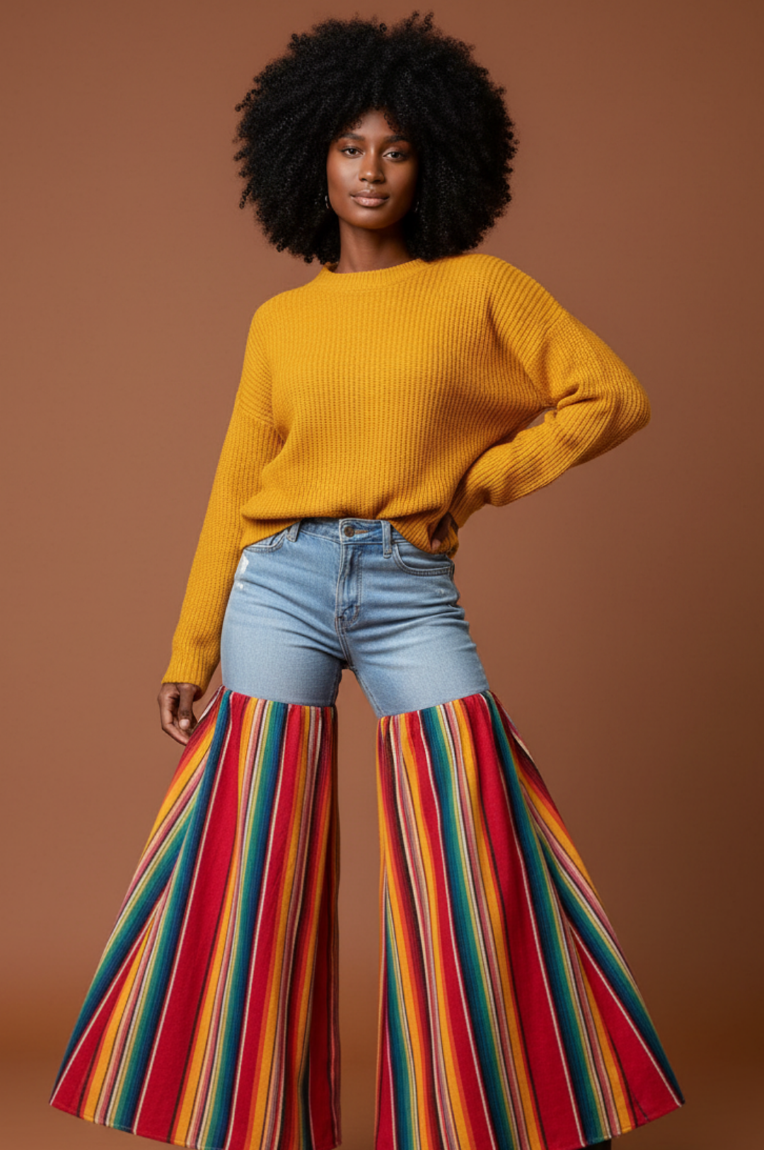 Distressed Light Denim Red Multi Color Palazzo Wide Leg Jeans