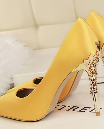 White Satin High Heels for Women - Stylish Pointed Shoes