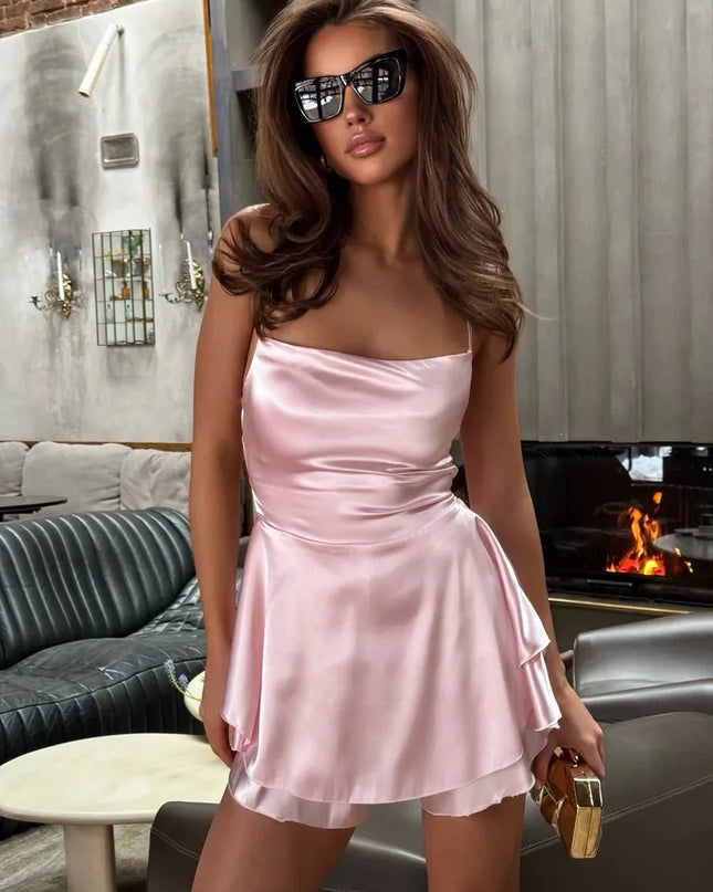 Sadao Lace Up A-Line Short Dress
