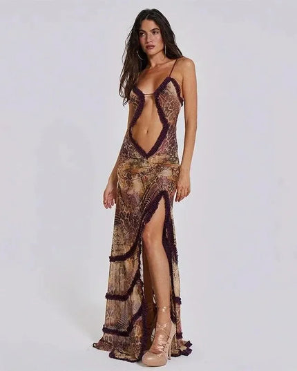 Stolen Kiss Ruched Beige Maxi Dress