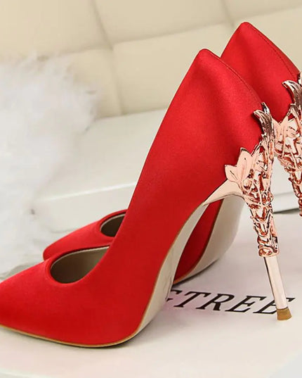 White Satin High Heels for Women - Stylish Pointed Shoes