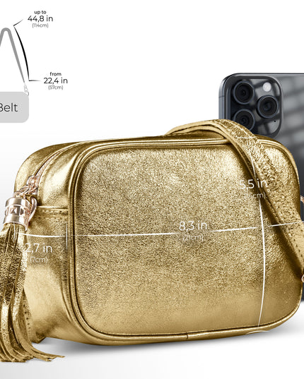 Metallic Suede Leather Crossbody Bag