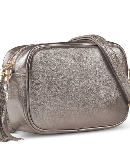Metallic Suede Leather Crossbody Bag