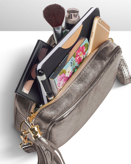 Metallic Suede Leather Crossbody Bag