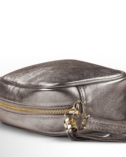 Metallic Suede Leather Crossbody Bag