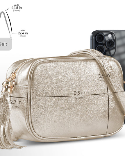 Metallic Suede Leather Crossbody Bag