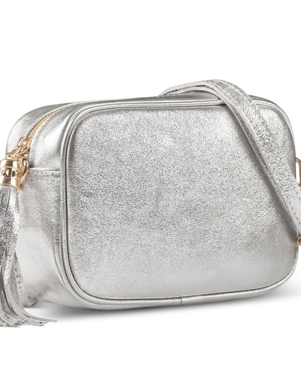 Metallic Suede Leather Crossbody Bag