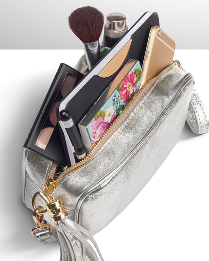 Metallic Suede Leather Crossbody Bag