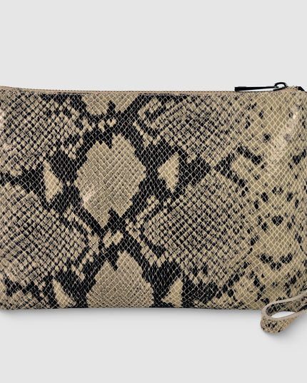 Python-Print Suede Crossbody Bag