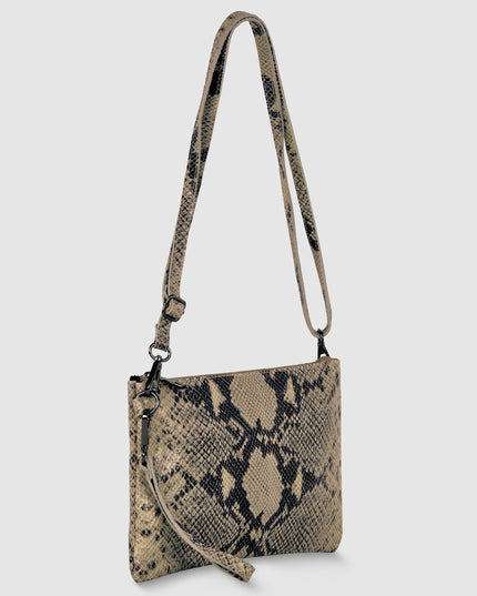 Python-Print Suede Crossbody Bag