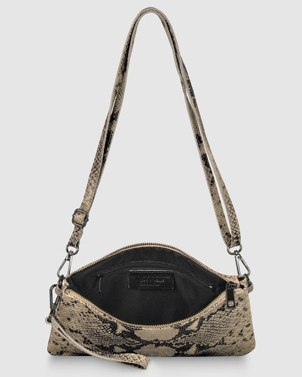 Python-Print Suede Crossbody Bag