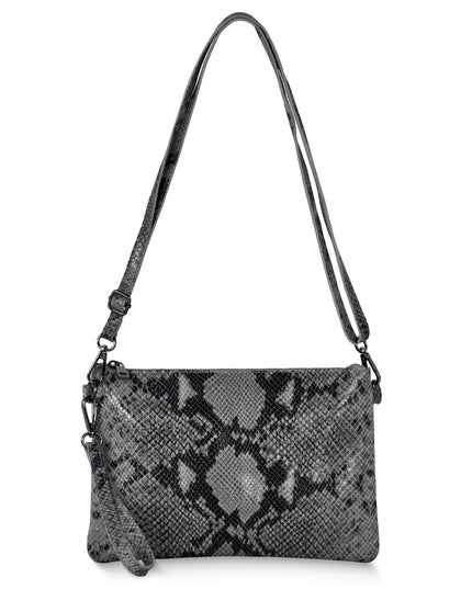 Python-Print Suede Crossbody Bag
