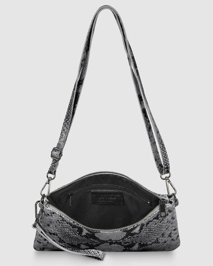 Python-Print Suede Crossbody Bag