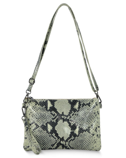 Python-Print Suede Crossbody Bag