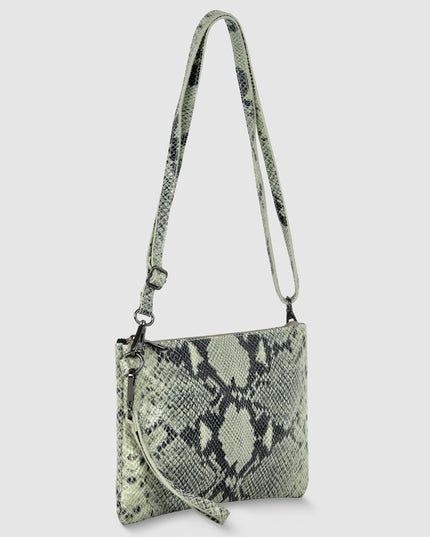 Python-Print Suede Crossbody Bag