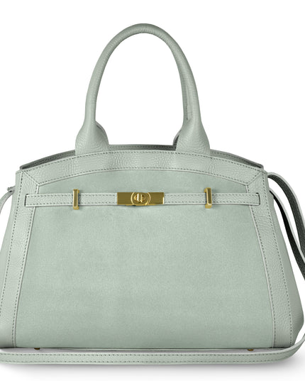 Calf & Suede Leather Top-Handle Bag