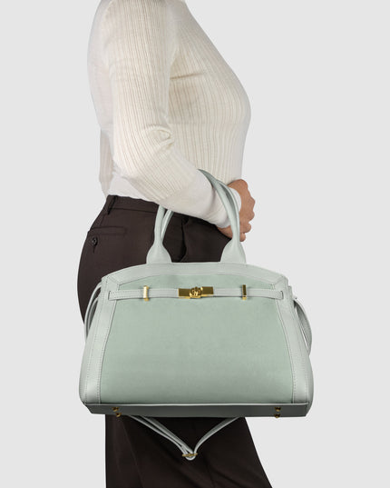 Calf & Suede Leather Top-Handle Bag