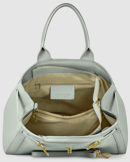 Calf & Suede Leather Top-Handle Bag