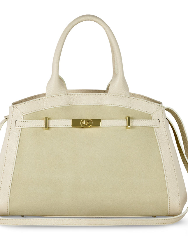 Calf & Suede Leather Top-Handle Bag