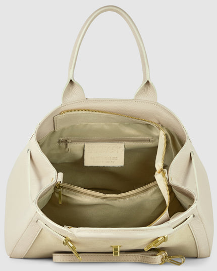 Calf & Suede Leather Top-Handle Bag