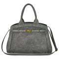 Calf & Suede Leather Top-Handle Bag