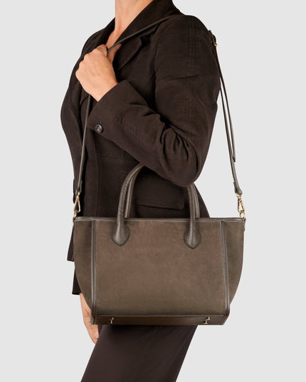 Suede Leather Top-Handle Bag