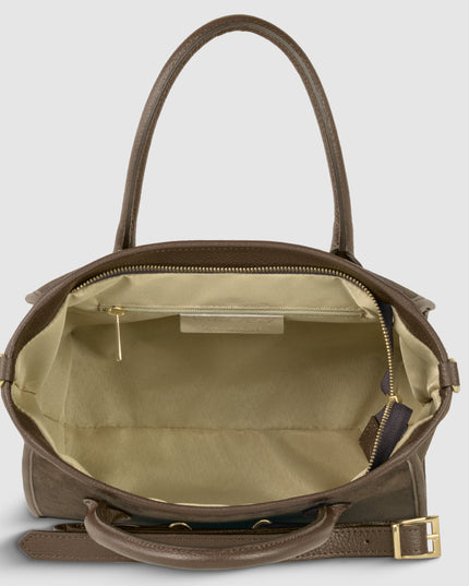 Suede Leather Top-Handle Bag
