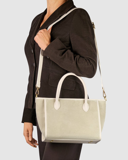 Suede Leather Top-Handle Bag