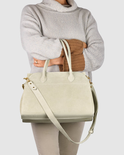 Suede Leather Top-Handle Bag