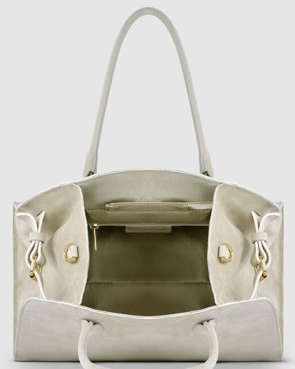 Suede Leather Top-Handle Bag